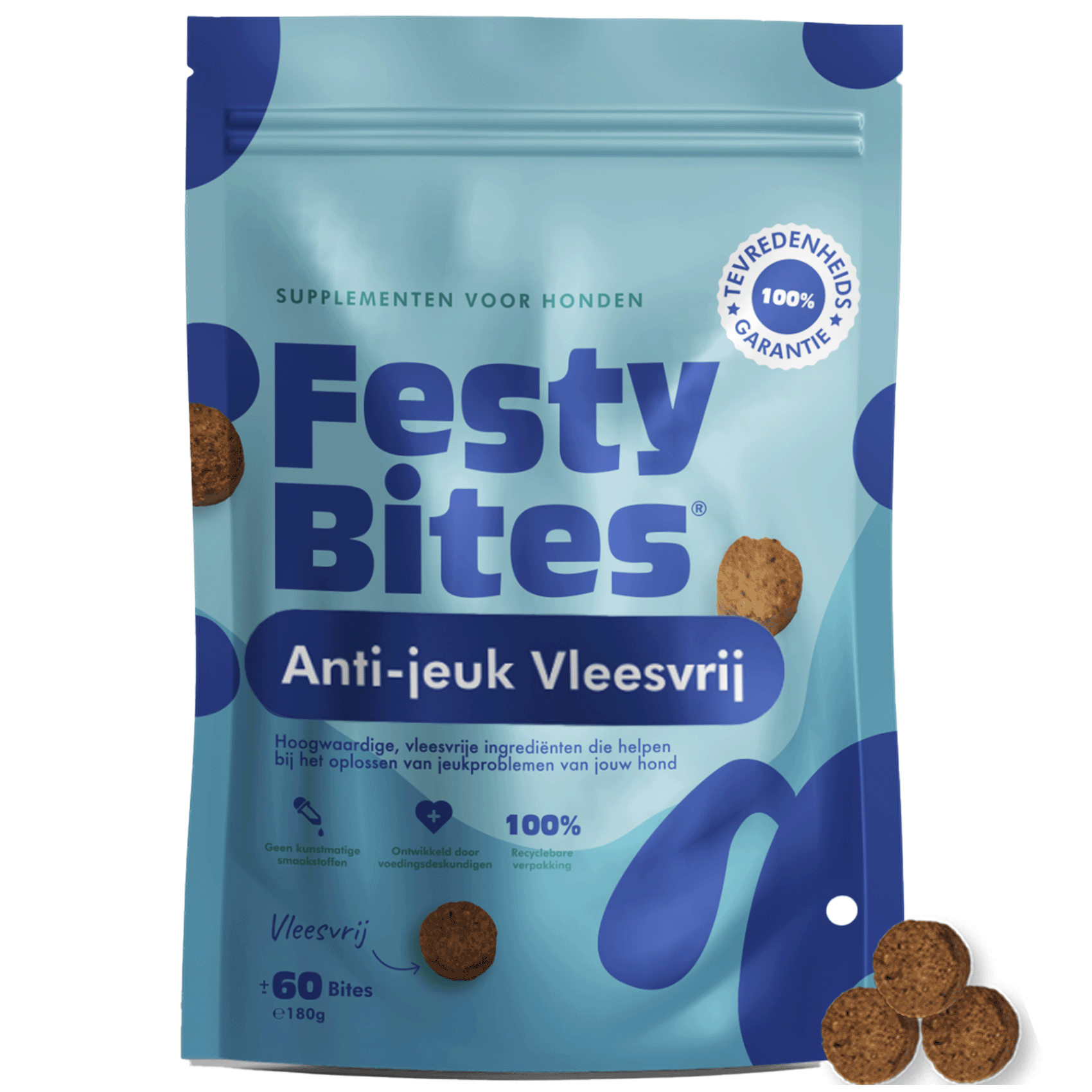 FestyBites® Probiotica Anti-jeuk vleesvrije probiotica snoepjes voor honden