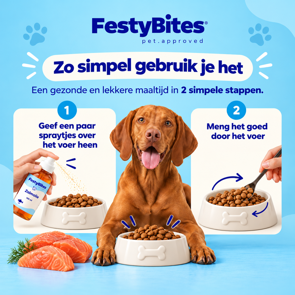 Zalmolie Spray voor Honden – 100 ml | Omega 3 & 6 | FestyBites