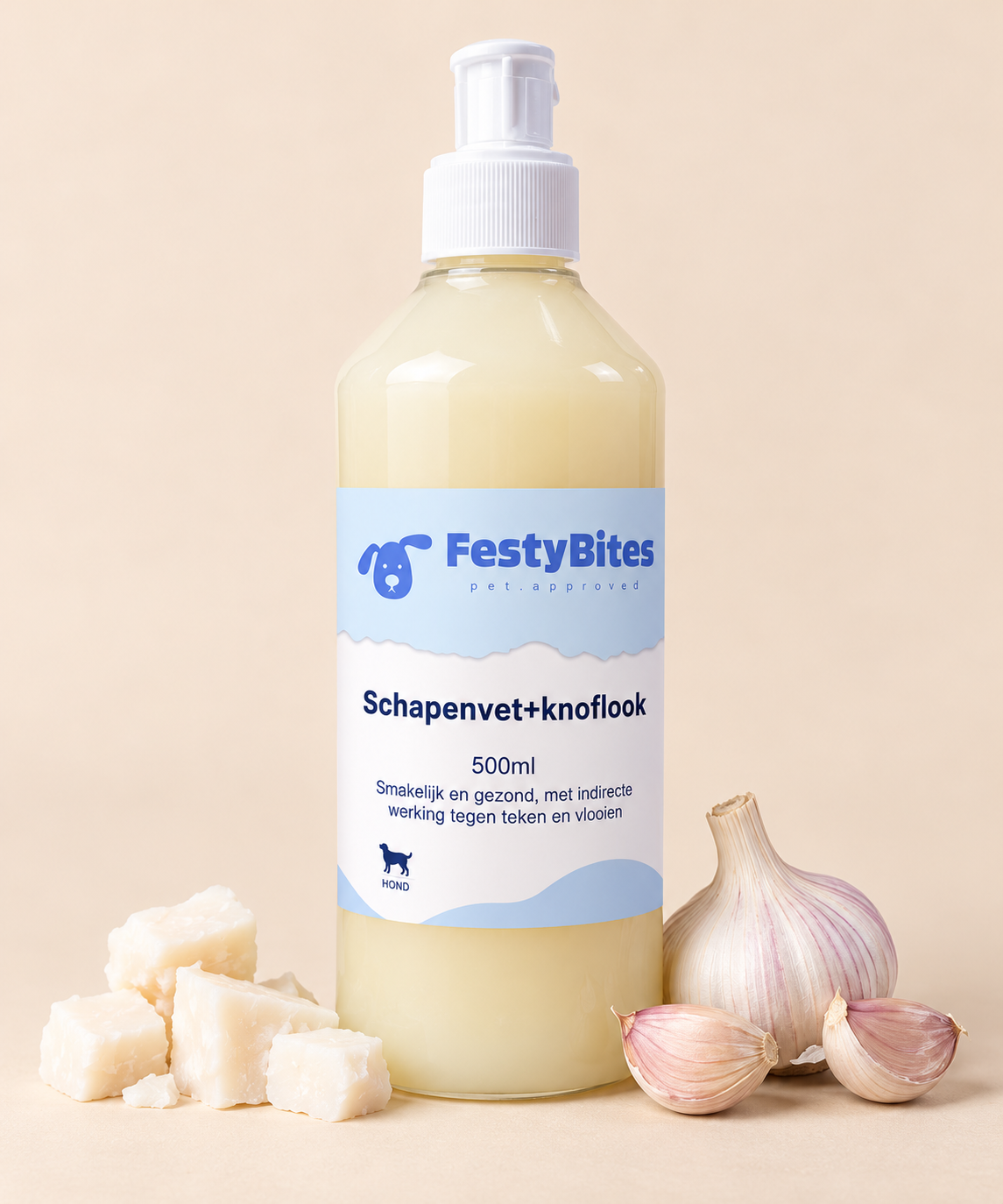 Schapenvet met Knoflook voor Honden – 500 ml | FestyBites