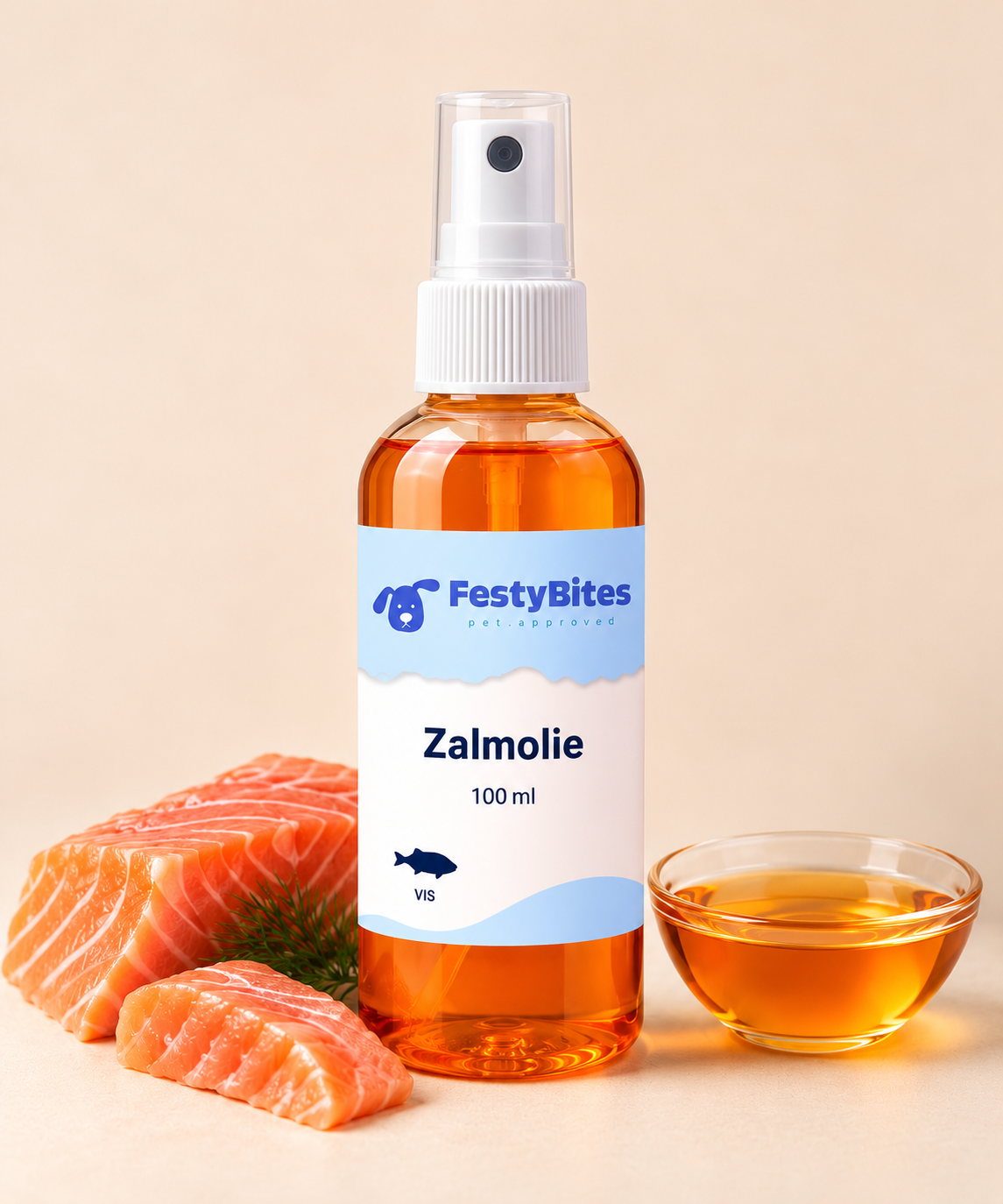 Zalmolie Spray voor Honden – 100 ml | Omega 3 & 6 | FestyBites
