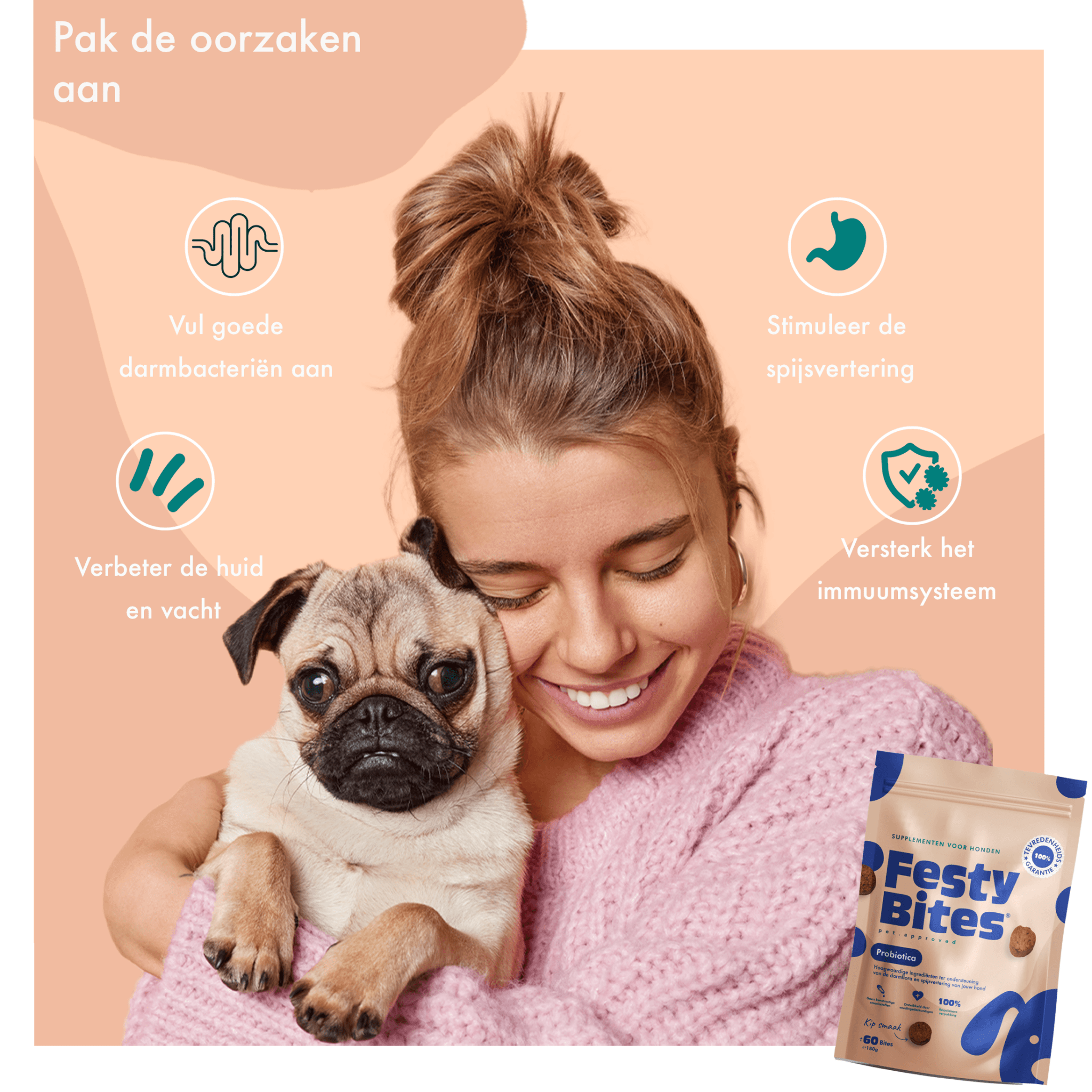 Probiotica hond - Kipsmaak - 30 snoepjes - FestyBites®